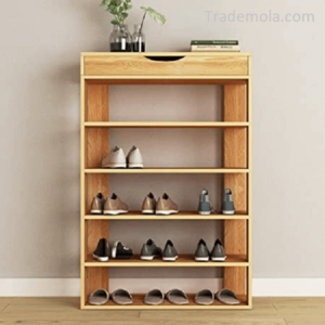 Wooden Shoe Rack with Storage Compartment 5-tier