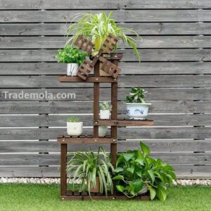 Wooden Plant Stand Windmill Style Indoor Outdoor