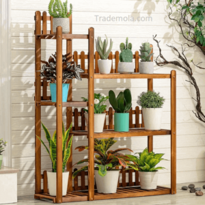 wood Plant Stand Square Etagere unique Style indoor outdoor